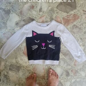 2T The Children's Place Black and White Cat Sweater